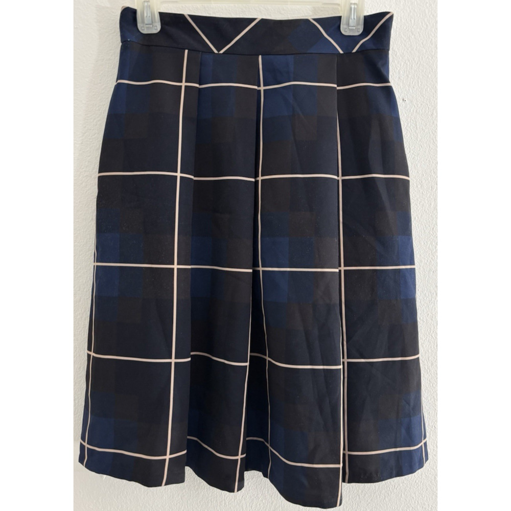 MARELLA Made in Italy Plaid Skirt Blue Lined Women Size 8